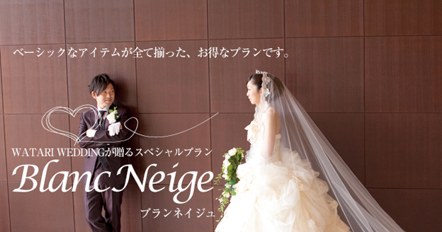ベーシックなアイテムが全て揃った、お得なプランです。WATARI WEDDINGが贈るスペシャルプラン ブランネイジュ